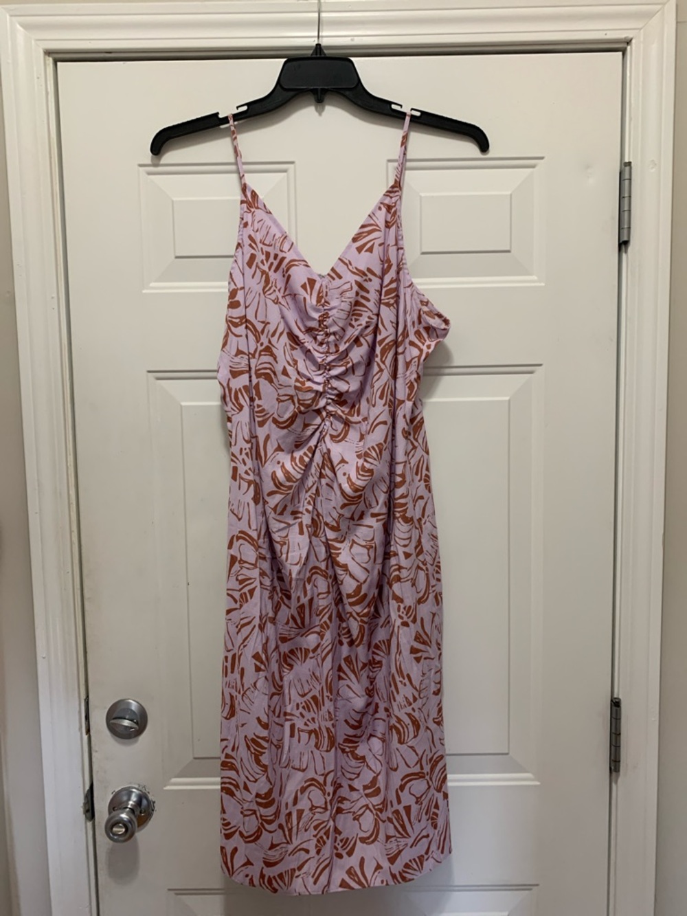 3/$15 Nine West Midi Dress with Rust Leaf Print Spaghetti Strap Dress Size XXL